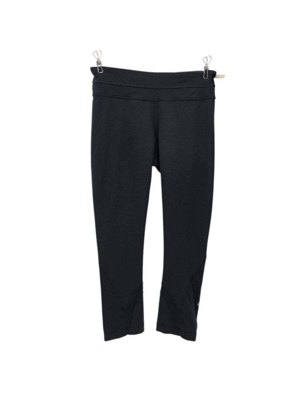 Lululemon Womens 4 Leggings Cropped Pockets Fitted Black Pull On Yoga Workout
